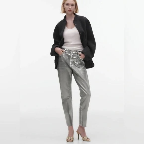 ZARA THE METALLIC SLIM WAXED JEANS - Picture 5 of 11
